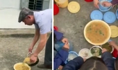 Xác minh người đăng clip đổ canh vào bát dưới đất cho học sinh ăn ở Hà Giang