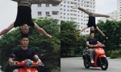 Vụ Quốc Cơ - Quốc Nghiệp chồng đầu, làm xiếc trên xe: Dat Bike xin 