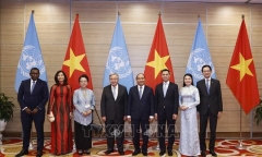 Chủ tịch nước Nguyễn Xuân Phúc và Tổng Thư ký LHQ Antonio Guterres chủ trì Lễ kỉ niệm 45 năm Việt Nam gia nhập LHQ