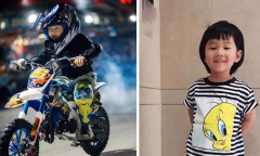 Bé trai 4 tuổi đam mê đua môtô ở Trung Quốc