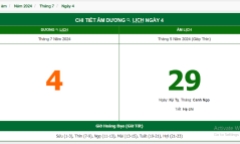 Xem lịch âm hôm nay 4/7/2024 - Âm lịch hôm nay 4/7 chuẩn nhất