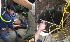 Người đàn ông kẹt dưới giếng sâu, nhân viên cứu hộ phải dùng ròng rọc giải cứu 