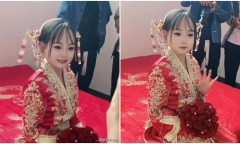 Cô dâu Trung Quốc bị nghi là tảo hôn khi trông như thiếu nữ 13, lộ tuổi thật gây ngỡ ngàng