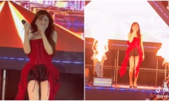 Hòa Minzy bị lửa phun vào mặt khi biểu diễn trên sân khấu, thái độ gây ngỡ ngàng