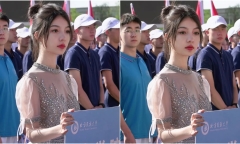 Nữ sinh bất ngờ nổi tiếng sau một đêm nhờ cầm biển ở hội thao của trường, khí chất bừng sáng một góc sân trường