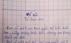 Cười ngất với bài văn miêu tả bạn cùng bàn: Có một mái tóc, hai con mắt, một cái mũi