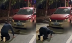 Người đàn ông bất ngờ dừng xe rồi quỳ lạy trước ô tô, nguyên nhân khiến ai nấy đều bất ngờ