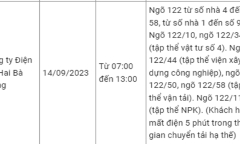 Thông báo lịch cắt điện Hà Nội ngày mai (14/9) – Cập nhật mới nhất