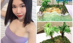 Cô nàng xinh đẹp làm chiếc bánh “biển xanh, cát vàng” khiến cộng đồng mạng “mắt chữ O mồm chữ A”