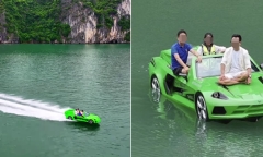 Đình chỉ hoạt động “siêu xe lạ” lướt trên mặt biển vịnh Hạ Long 