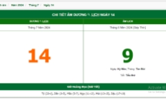 Xem lịch âm hôm nay 14/7/2024 - Âm lịch hôm nay 14/7 chuẩn nhất