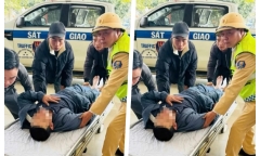 Nghệ An: CSGT dùng xe đặc chủng đưa người đàn ông bị đột quỵ đi cấp cứu