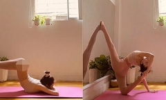 Đăng hình tập yoga, Sĩ Thanh diện quần bó sát khiến người xem