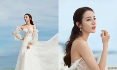 Địch Lệ Nhiệt Ba tung ảnh diện váy cưới khiến dân mạng 'phát sốt'
