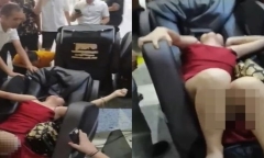 Cô gái đau đớn la hét thất thanh sau khi ngồi lên chiếc ghế massage hay đặt tại siêu thị