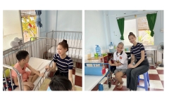 Hoa Hậu Lê Nguyễn Bảo Ngọc trao quà cho trẻ khuyết tật tại TP.HCM