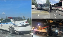 Tin tức tai nạn giao thông mới nhất ngày 9/11: Xe cấp cứu tông xe CSGT trên cao tốc, một người bị thương