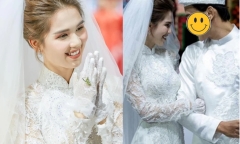 Xôn xao hình ảnh Ngọc Trinh mặc áo dài, đeo khăn voan cô dâu: Chuyện gì đây?