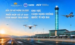 Diễn tập xử lý tình huống drone xâm nhập vùng cấm bay tại sân bay Nội Bài