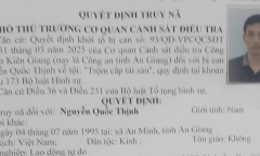 Truy nã Nguyễn Quốc Thịnh ăn trộm 17kg khô mực ở An Giang