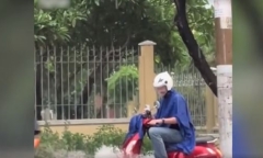 Video: Anh Tây đội mưa, thích thú lái xe máy ngập nước trên đường phố Việt Nam