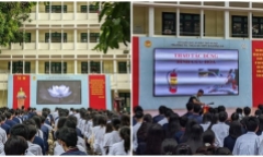 Gần 2.000 giáo viên, học sinh Trường liên cấp Khương Hạ tưởng niệm nạn nhân vụ cháy chung cư mini