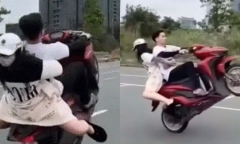 Công an Thủ Đức làm việc với nam thanh niên chở cô gái bốc đầu, đi xe 1 bánh ở Thủ Thiêm