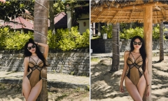Bạn gái Đoàn Văn Hậu diện bikini khoét hông cao 