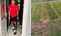 Cựu hậu vệ U23 Việt Nam nghỉ dài hạn do chấn thương nặng, SVĐ Mỹ Đình gây tranh cãi về chất lượng