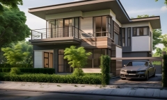 Mẫu nhà chữ L 2 tầng 4 phòng ngủ