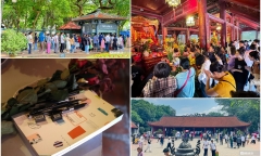 Thi vào lớp 10 ở Hà Nội: Nườm nượp sĩ tử đến Văn Miếu cầu may mong 