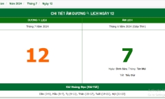 Xem lịch âm hôm nay 12/7/2024 - Âm lịch hôm nay 12/7 chuẩn nhất