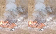 Xác minh nguyên nhân đốm lửa xuất hiện trên sân bê tông nhà dân ở Sơn La