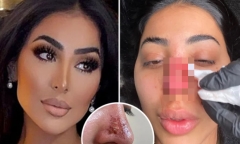 Nàng mẫu xinh đẹp suýt mất mũi vì tiêm filler, hình ảnh cận cảnh khiến ai nấy bủn rủn tay chân