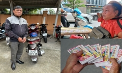 Bắt được đối tượng đánh tráo hơn 500 tờ vé số của người phụ nữ không tay, không chân