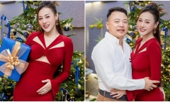 Phương Oanh tung bộ ảnh tình tứ đón Noel cùng chồng, visual mẹ bầu xinh bất chấp