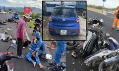 Thông tin mới nhất về vụ ô tô tông hàng loạt xe máy chờ đèn đỏ ở Bình Thuận