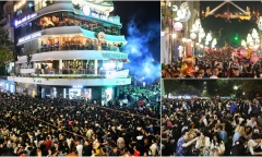 Phố đi bộ hồ Hoàn Kiếm đông nghẹt người chờ đón năm mới 2024