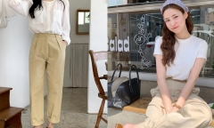 Cách mặc trang phục màu be nhẹ mát trong mùa hè
