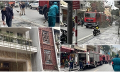 Hiện trường vụ hỏa hoạn tại căn nhà 5 tầng trên phố Hàng Gai