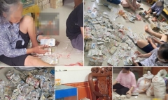 Thực hư chuyện cụ bà ăn xin ở Nam Định có 9 bao tiền, trải đầy trên sàn nhà  