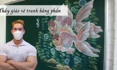 Mê mẩn trước loạt tranh vẽ bảng đỉnh cao của nam giáo viên điển trai