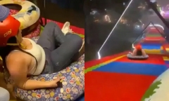Clip: Rơi từ độ cao 5m khi chơi cầu trượt khổng lồ, người mẹ trẻ tử vong