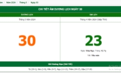 Xem lịch âm hôm nay 30/7/2024 - Âm lịch hôm nay 30/7 chuẩn nhất