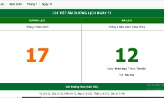 Xem lịch âm hôm nay 17/7/2024 - Âm lịch hôm nay 17/7 chuẩn nhất