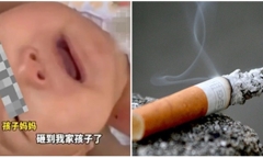 Đang bế con gái 4 tháng tuổi đi dạo thì bất ngờ tàn thuốc ở đâu rơi xuống trúng cổ em bé