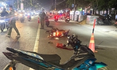 Hiện trường vụ tai nạn khiến 1 người đàn ông tử vong, 3 người bị thương ở TP.HCM