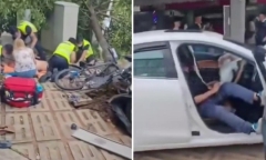 Clip: Hiện trường người đàn ông bị ô tô mất lái đâm văng xa 2 mét khi đứng bên lề đường 