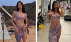 Ngọc Trinh diện váy cắt xẻ khoe body nóng bỏng, bị tố nhái váy của Kendall Jenner