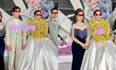 Cô dâu Trung Quốc đeo vàng kín cổ trong đám cưới, khiến dân tình “đỏ mắt” ghen tỵ